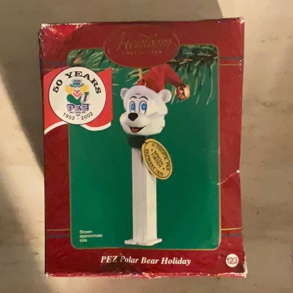 Vintage Pez Polar Bear Christmas Ornament 2002 Holiday Pez Dispenser Xmas Tree